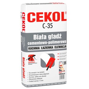 CEKOL C-35 Biała gładź cementowo-polimerowa do kuchni, łazienki i elewacji.