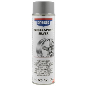 Presto Lackspray Felgensilber 500ml do pielęgnacji samochodu: Szybkoschnący lakier do felg stalowych i aluminiowych.
