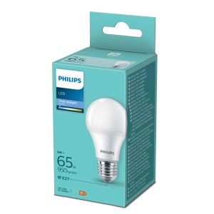 Żarówka LED Philips E27, 9W, Cool Daylight w turkusowym opakowaniu.