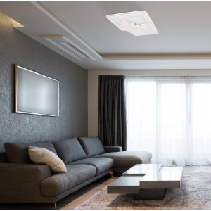 Biała, ściemnialna lampa sufitowa LED Globo Kique, inteligentna lampa do pomieszczeń mieszkalnych.