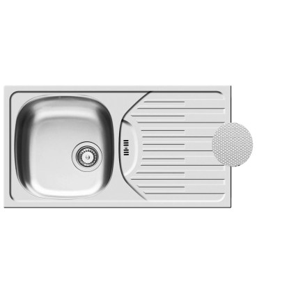 Pyramis Zlewozmywak ET78 FORK 1-kom. z ociekaczem stalowy len - 78 x 43,5 cm