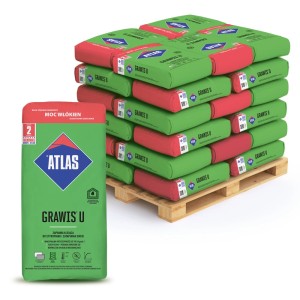 Paleta z workami systemu dociepleń t.b.t. do izolacji fasad. Worki zielone i czerwone.