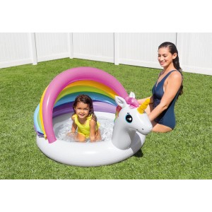 Intex Unicorn Baby Pool: Brodzik dziecięcy z ochroną przeciwsłoneczną i motywem jednorożca.