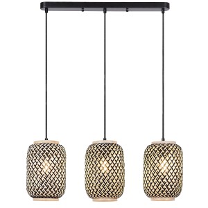 t.b.t. Lampa wisząca z trzema plecionymi abażurami.