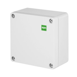 Biała puszka t.b.t. natynkowa do instalacji elektrycznej w suchej zabudowie.