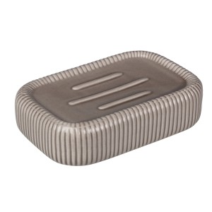 Szare mydelniczka t.b.t. z żebrowaną teksturą do łazienki.