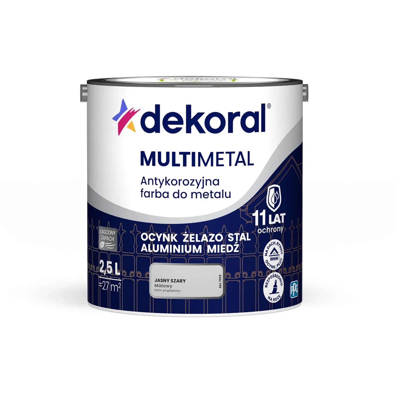 Dekoral Farba antykorozyjna Multimetal jasnoszara 2,5L