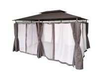 Pawilon ogrodowy z moskitierą szary - 3 x 4 m