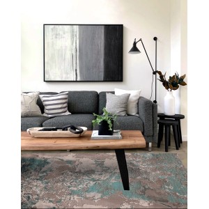 t.b.t. Dywan z krótkim włosiem z abstrakcyjnym wzorem w kolorze szarym i turkusowym.