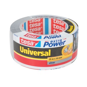 Taśma klejąca Tesa Extra Power Universal srebrna, 25 m x 50 mm, uniwersalna.