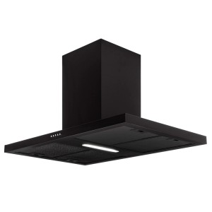 Czarny okap wyspowy t.b.t. do kuchni.