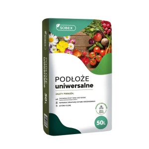 Worek ziemi uniwersalnej "t.b.t." z ilustracją warzyw i kwiatów, 50L.