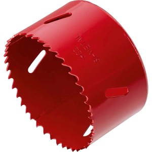 Czerwona otwornica bimetaliczna LUX, Ø 54 mm, do wiertarek. Do cięcia drewna, metalu i aluminium.