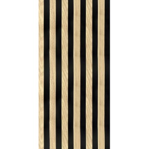 Panel ścienny t.b.t. z drewnianymi i czarnymi paskami.