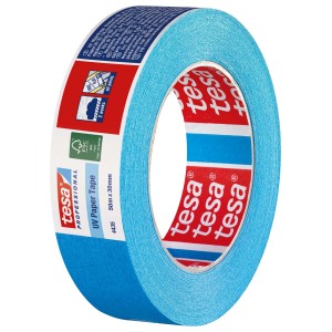 Rolka taśmy maskującej Tesa UV Paper Tape, jasnoniebieska, 50 m x 30 mm.
