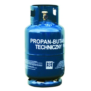 Niebieska butla gazowa propan-butan do ogrzewania i na kemping.