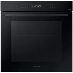 Czarny piekarnik do zabudowy t.b.t. z wyświetlaczem cyfrowym.