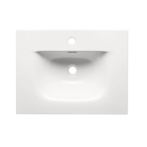 Biała umywalka nablatowa t.b.t., widok z góry. Nowoczesny design do łazienki i WC.