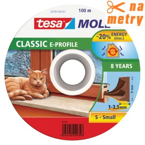 Tesa Moll Classic E-Profile taśma uszczelniająca, rolka 100 m do okien i drzwi.