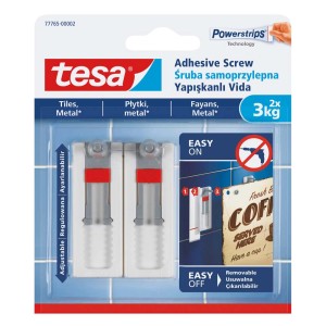 Tesa Powerstrips śruby samoprzylepne, 2 sztuki, do 3 kg, do płytek, metalu i fajansu.