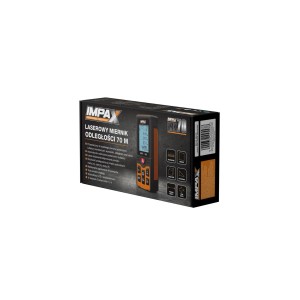 Opakowanie laserowego miernika odległości Impax 70 m, narzędzie do precyzyjnych pomiarów.