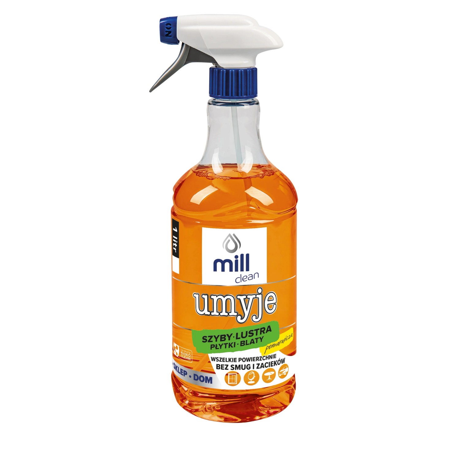 Płyn do szyb, luster, blatów Umyje pomarańcza 1l