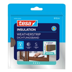 Tesamoll brązowa uszczelka okienna/drzwiowa I-profil, piankowa do szczelin 1-3,5 mm.