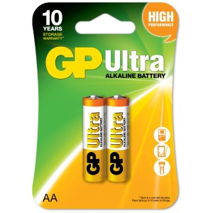 Opakowanie 2 baterii alkalicznych GP Ultra AA. Bateria do różnych urządzeń.