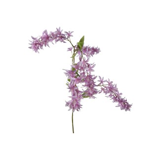 Dekoracyjna sztuczna roślina z delikatnymi, liliowymi kwiatami dla stylowej atmosfery.