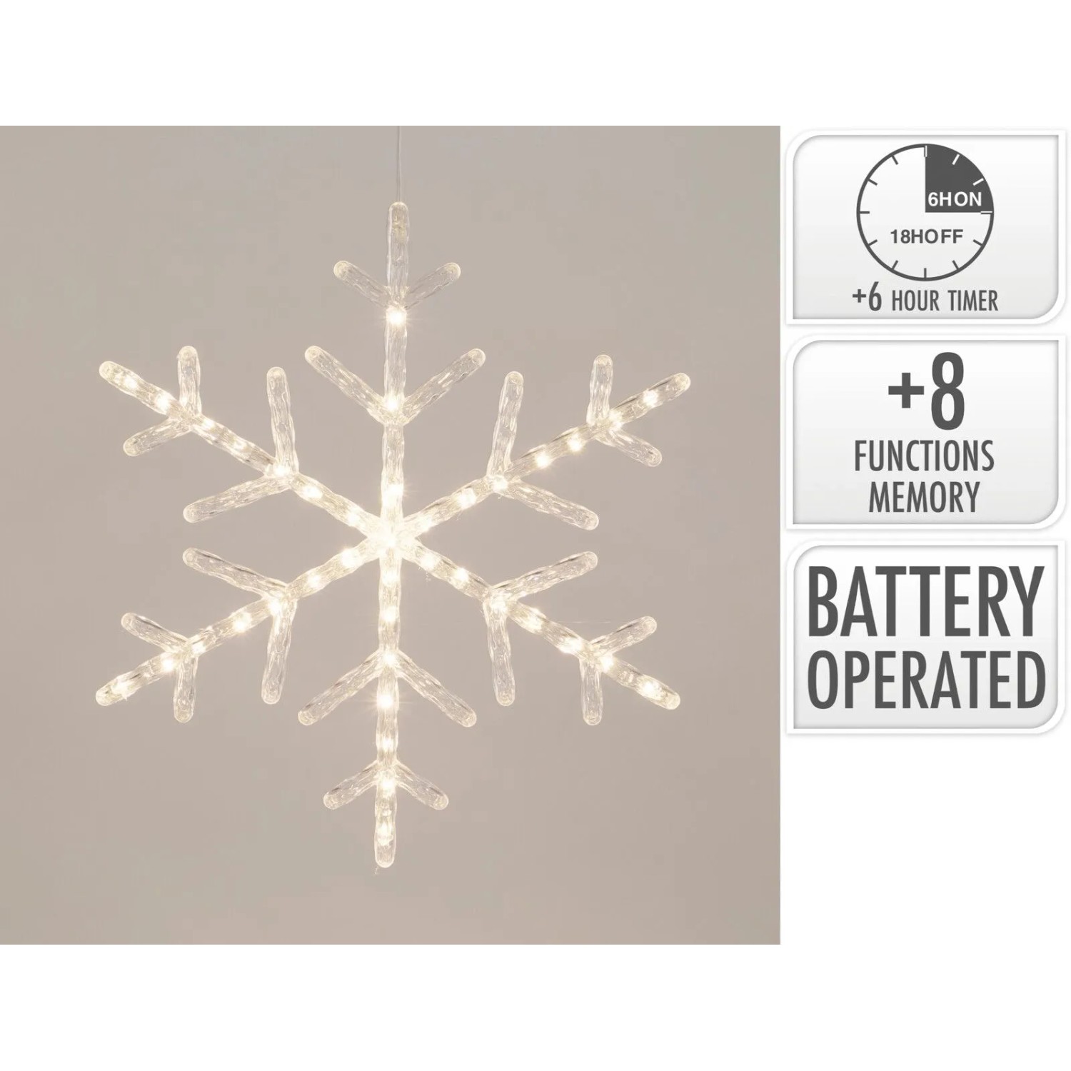 Dekoracja wisząca ŚNIEŻYNKA 40 LED 38 x 33 cm ciepły biały