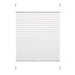 Biała roleta t.b.t. do okien, zbliżenie na plisowaną strukturę.