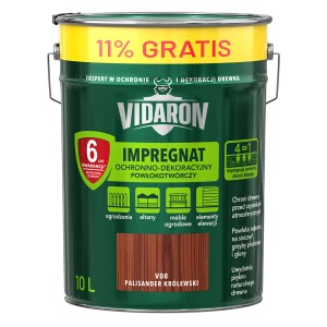 Ciemnozielone metalowe wiadro impregnatu do drewna Vidaron, odcień Palisander Królewski, 10L.