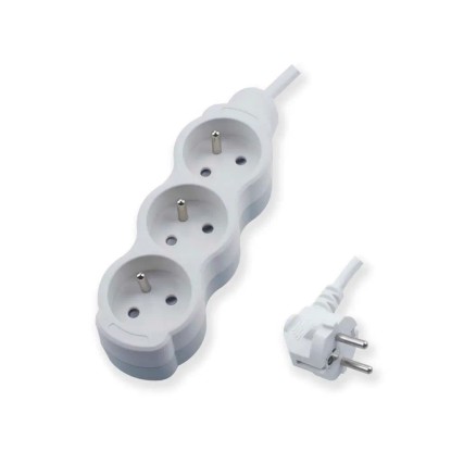 Elhurt Przedłużacz 3 gniazda 1,5m z uziemieniem biały