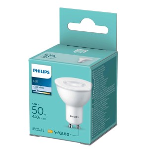 Żarówka LED GU10 Philips, 4.7W, zimna biel w pudełku.