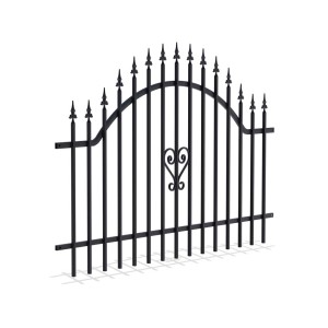 Czarny metalowy panel ogrodzeniowy z ornamentem serca do ogrodzenia ogrodu