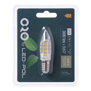 ORO Żarówka LED świeczka mini E14 2,7W 4000K 300lm