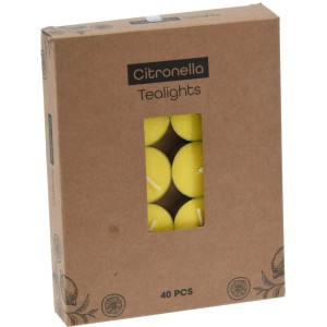 Opakowanie podgrzewaczy citronella, 40 sztuk, żółte świece zapachowe w pudełku.