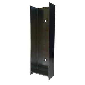 Akcesoria do ogrodzeń t.b.t., metalowy uchwyt słupka z otworami.