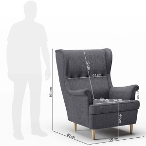 Fotel uszak LUNO ES-2 ciemnoszary