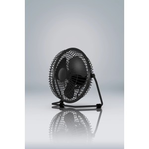 Czarny wentylator biurkowy dla przyjemnego powiewu. Idealny na biurko.