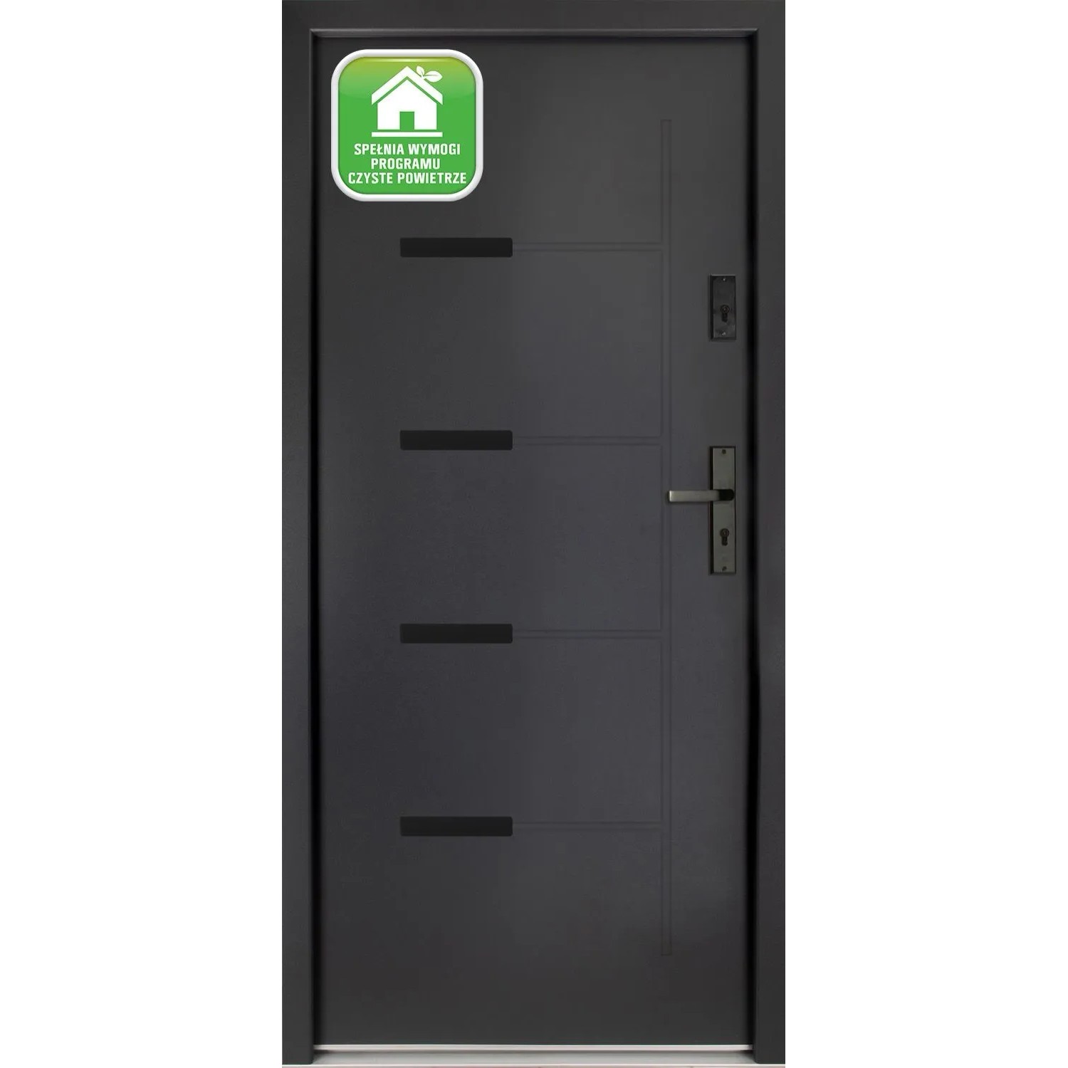 Splendoor Drzwi zewnętrzne Onyks Antracyt 80P otwierane do wewn. 93x208