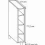 Rysunek techniczny: Szafka t.b.t. o wymiarach 15x51x71,2 cm, wysokość nóg 10,8/15,8 cm. Idealna do przechowywania.