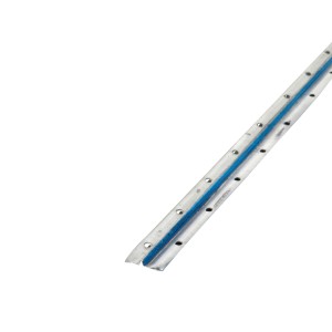 Srebrny profil z niebieską wkładką i otworami.