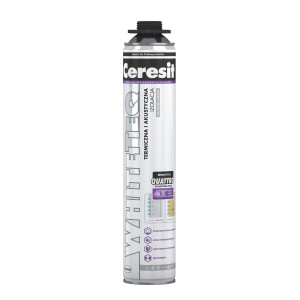 Puszka z pianką montażową Ceresit WhiteTeq Quattro do izolacji termicznej i akustycznej.
