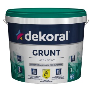 Dekoral grunt głęboko penetrujący, wiadro 3L. Nadaje się jako podkład do użytku wewnątrz i na zewnątrz.