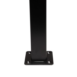 Czarna podstawa słupka do balustrad i poręczy do montażu.