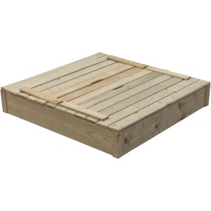 Impregnowana piaskownica SwingKing Robert 120x120 cm z drewnianą pokrywą.