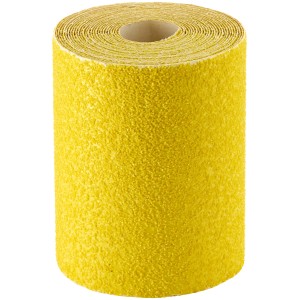 Żółta rolka ścierna LUX, 115 mm x 5 m, ziarnistość K40, do obróbki drewna.