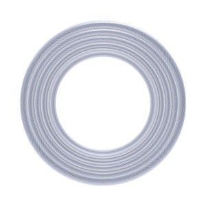 Zwinięty, przezroczysty wąż ogrodowy t.b.t.