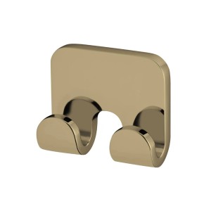 Złoty podwójny haczyk do montażu na ścianie, część zestawu akcesoriów łazienkowych.